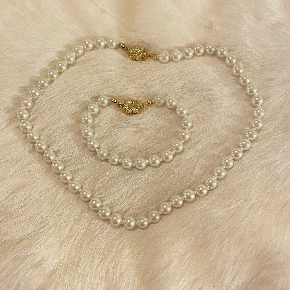 Vtg Regency Formal Glass Bead Necklace‎ Bracelet Rockabilly Retro Romantic 6504 - Picture 9 of 9